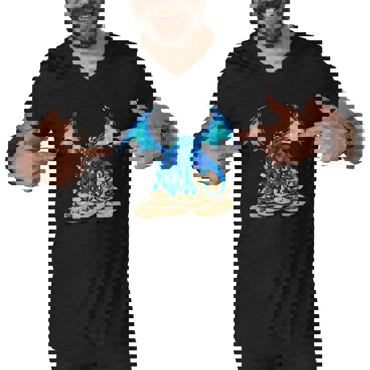 Cute Blue Dragon And His Cookie Treasure Hoard  Men V-Neck Tshirt