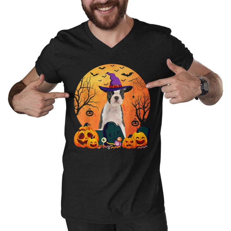 Cute Boston Terrier Halloween Costume Funny Dog Lover  Men V-Neck Tshirt