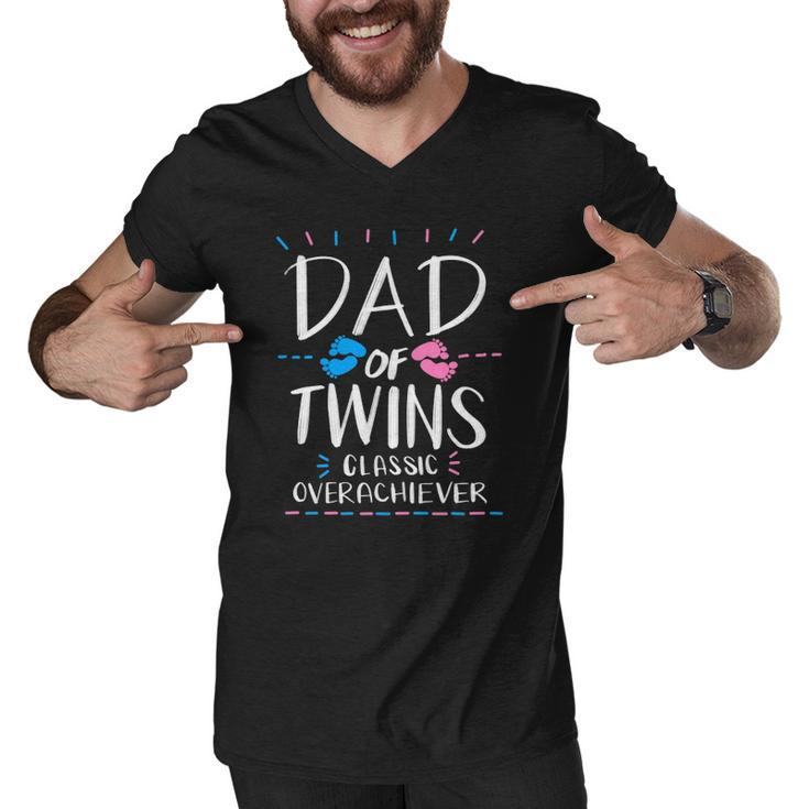 Cute Dad Of Twins Classic Overachiever Funny Parenting Gift  Men V-Neck Tshirt