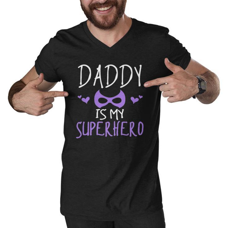 Cute Graphic Daddy Is My Superhero With A Mask Men V-Neck Tshirt