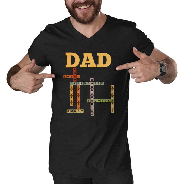 Dad Crossword Puzzle - Fathers Day Love Word Games Saying Men V-Neck Tshirt