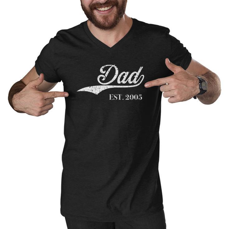 Dad Est2005 Perfect Fathers Day Great Gift Love Daddy Dear Men V-Neck Tshirt