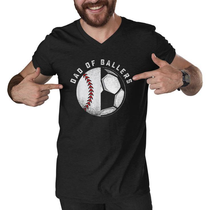 Dad Of Ballers Father And Son Soccer Baseball Player Coach Men V-Neck Tshirt