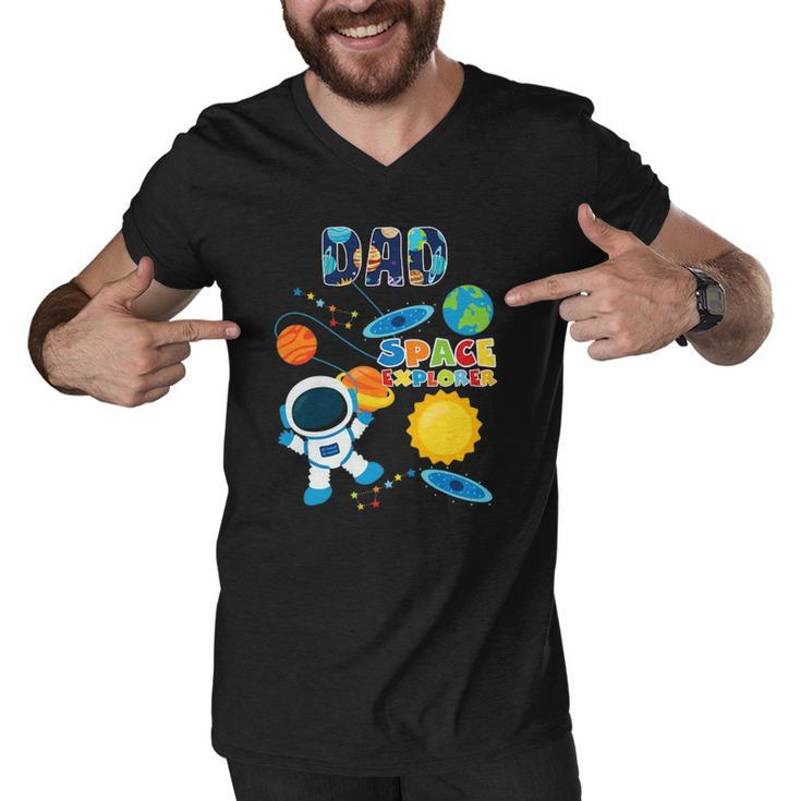 Dad Outer Space Astronaut For Fathers Day Gift Men V-Neck Tshirt