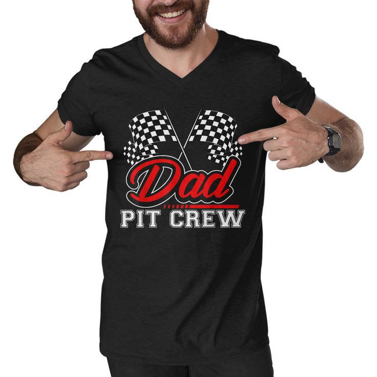 Dad Pit Crew Funny Birthday Boy Racing Car Pit Crew B-Day  Men V-Neck Tshirt