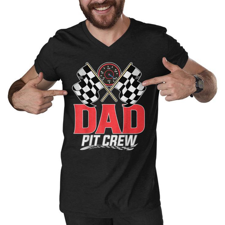 Dad Pit Crew Race Car Birthday Party Racing Family  Men V-Neck Tshirt