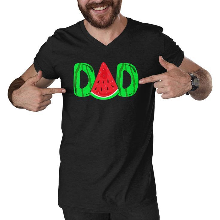 Dad Watermelon Fathers Day Gift Men V-Neck Tshirt