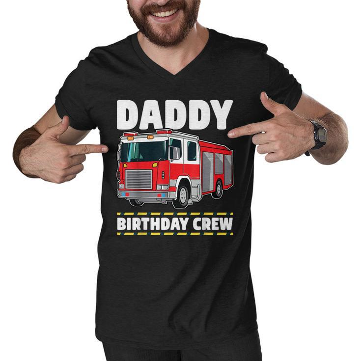 Daddy Birthday Crew Fire Truck Firefighter Dad Papa  Men V-Neck Tshirt