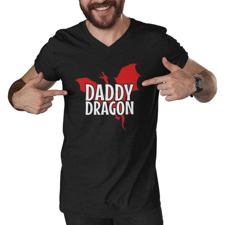 Daddy Dragon Mythical Legendary Creature Fathers Day Dad Men V-Neck Tshirt