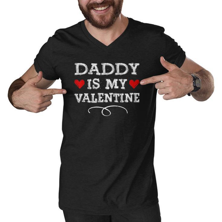 Daddy Is My Valentines Matching Family Heart Fathers Day Men V-Neck Tshirt