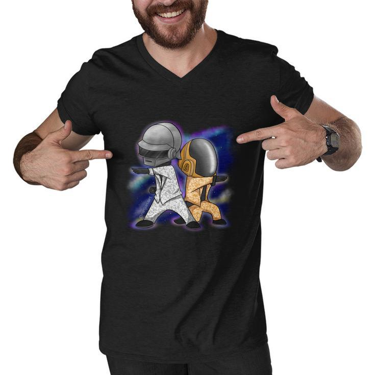 Daft Punk Space Daft Punk Chibi  Men V-Neck Tshirt