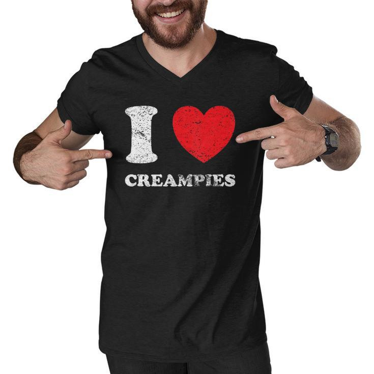 Distressed Grunge Worn Out Style I Love Creampies Men V-Neck Tshirt