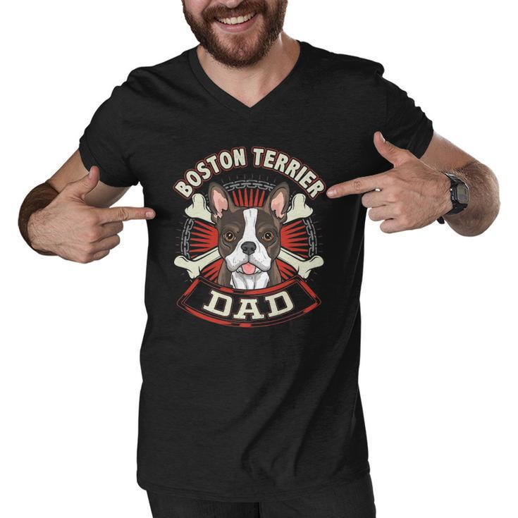 Dog Breed S For Men - Boston Terrier Dad Men V-Neck Tshirt