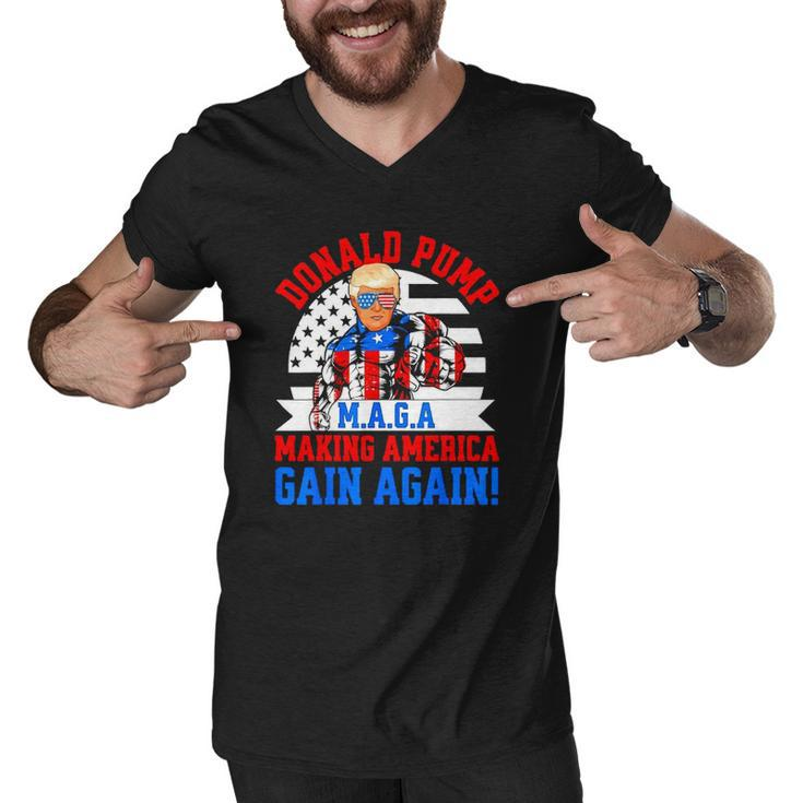 Donald Pump Maga Make America Gain Again Men V-Neck Tshirt
