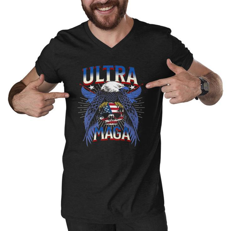 Eagle Holding Usa Flag Ultra Maga 2022 Great Maga King Men V-Neck Tshirt