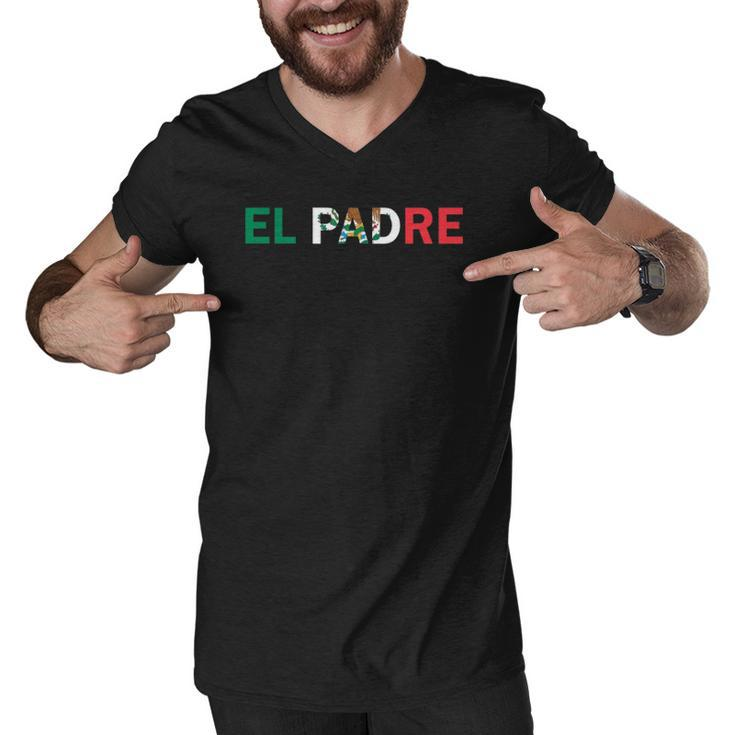 El Padre Fathers Day Mexican Flag Gift Men V-Neck Tshirt