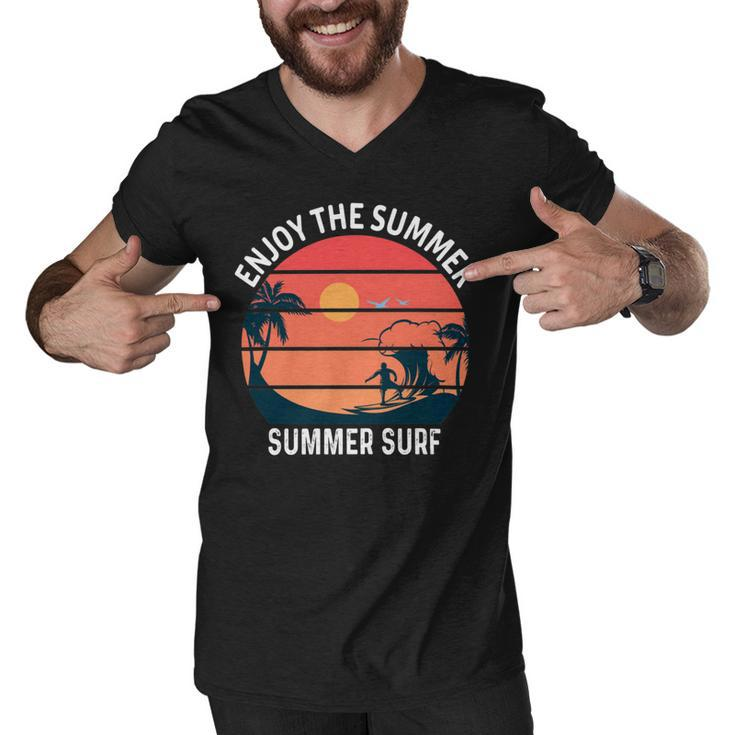 Enjoy The Summer Sunset Waves  Summer Surf Shirt Design  Men V-Neck Tshirt