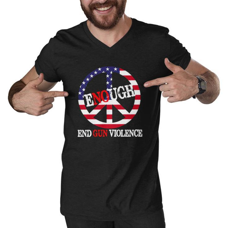 Enough Peace Sign Us Flag End Gun Violence Men V-Neck Tshirt