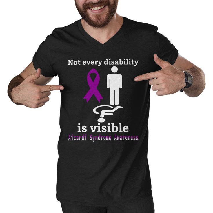 Every Disability Is Visible Aicardi Syndrome Awareness  Purple Ribbon  Aicardi Syndrome Support  Aicardi Syndrome Awareness Men V-Neck Tshirt