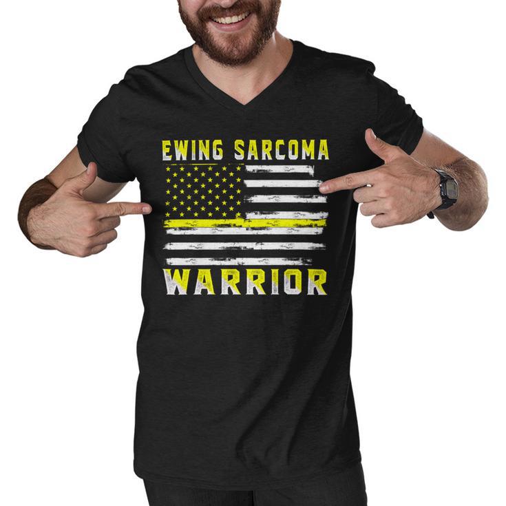 Ewings Sarcoma Warrior Usa Flag  United States Flag  Yellow Ribbon  Ewings Sarcoma  Ewings Sarcoma Awareness Men V-Neck Tshirt