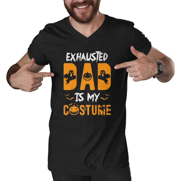 Exhausted Dad Is My Costume Mens Funny Halloween Gift Men V-Neck Tshirt