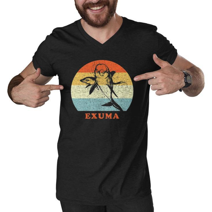 Exuma Bahamas Vintage Retro Dolphin Vacation Men V-Neck Tshirt