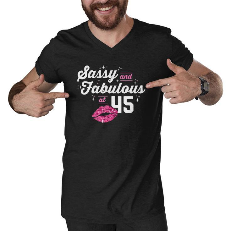 Fabulous At 45 Years Old Gifts 45Th Birthday Chapter 45 Gift Men V-Neck Tshirt