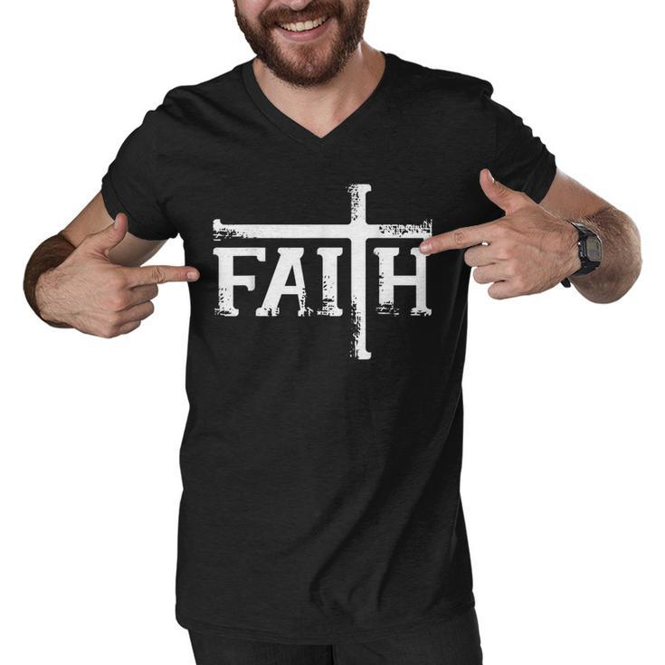 Faith Cross  Christian T  For Men Women Kids  Men V-Neck Tshirt