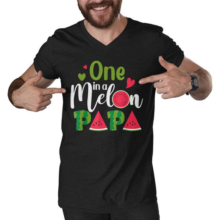 Family One In A Melon Papa Birthday Party Matching Family  Men V-Neck Tshirt