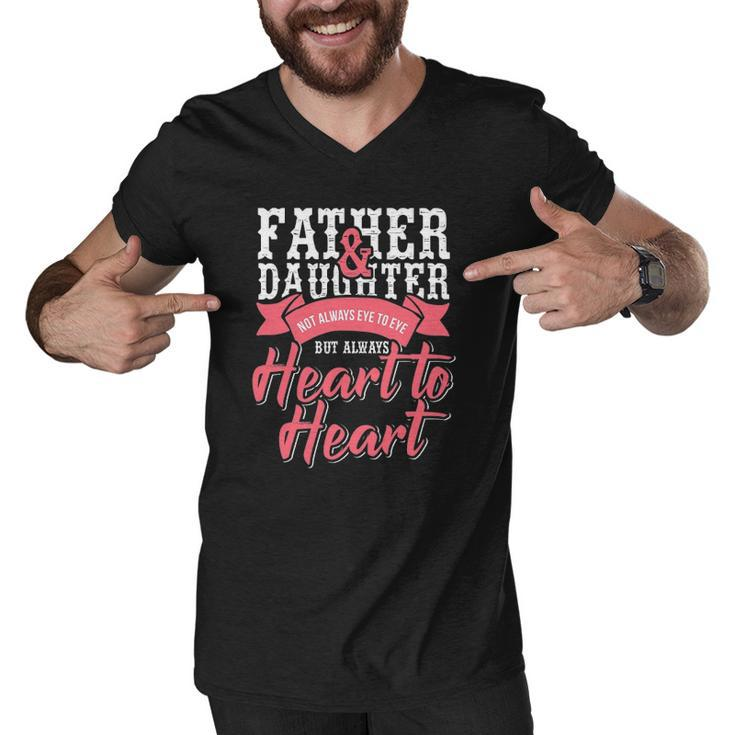 Father And Daughter Heart To Heart Men V-Neck Tshirt