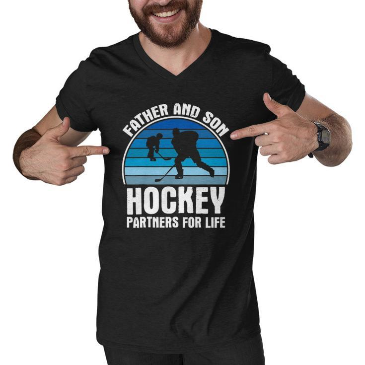 Father And Son Partners For Life Hockey Men V-Neck Tshirt