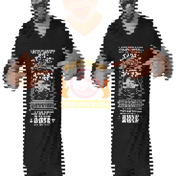 Father Grandpa I Asked Go To Make Me A Better Man He Sent Me My Son 128 Family Dad Men V-Neck Tshirt