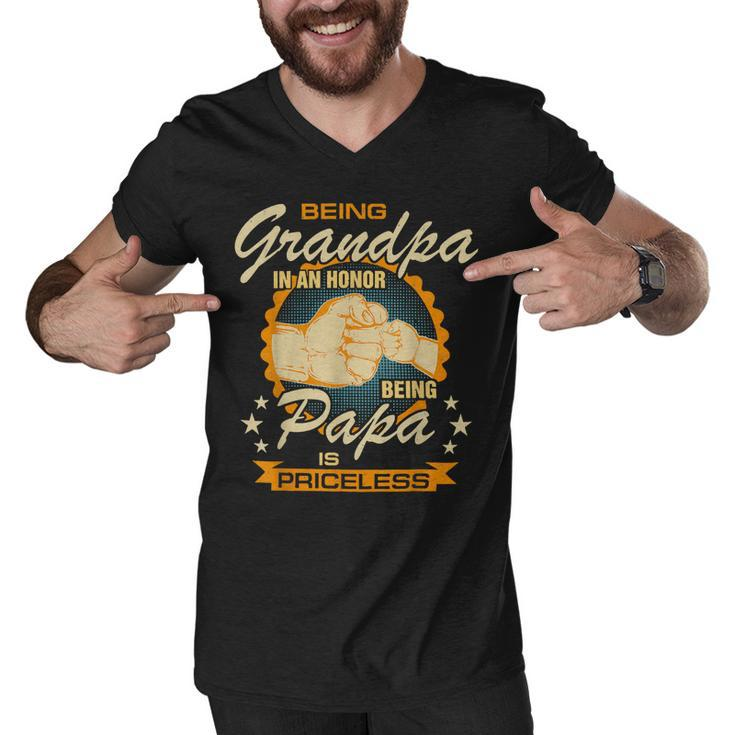 Father Grandpa Mens Being Grandpa Is An Honor Being Papa Is Priceless Best Dad 236 Family Dad Men V-Neck Tshirt