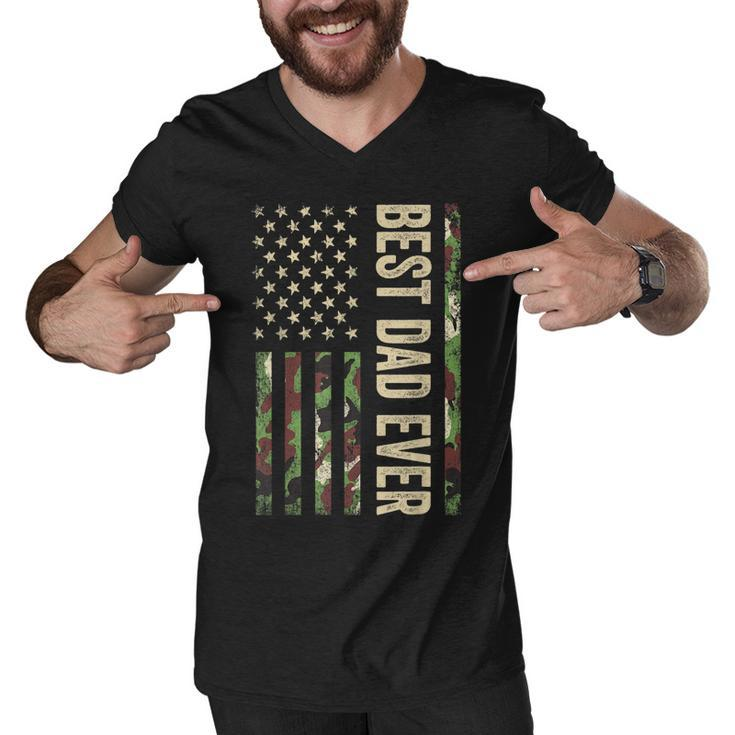 Fathers Day Best Dad Ever With Us American Flag  V2 Men V-Neck Tshirt