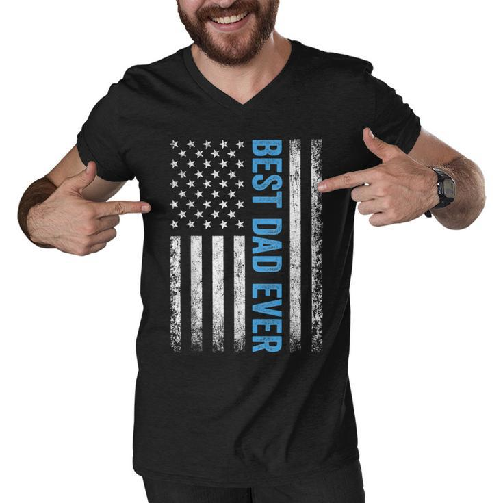 Fathers Day Best Dad Ever With Us American Flag  V2 Men V-Neck Tshirt