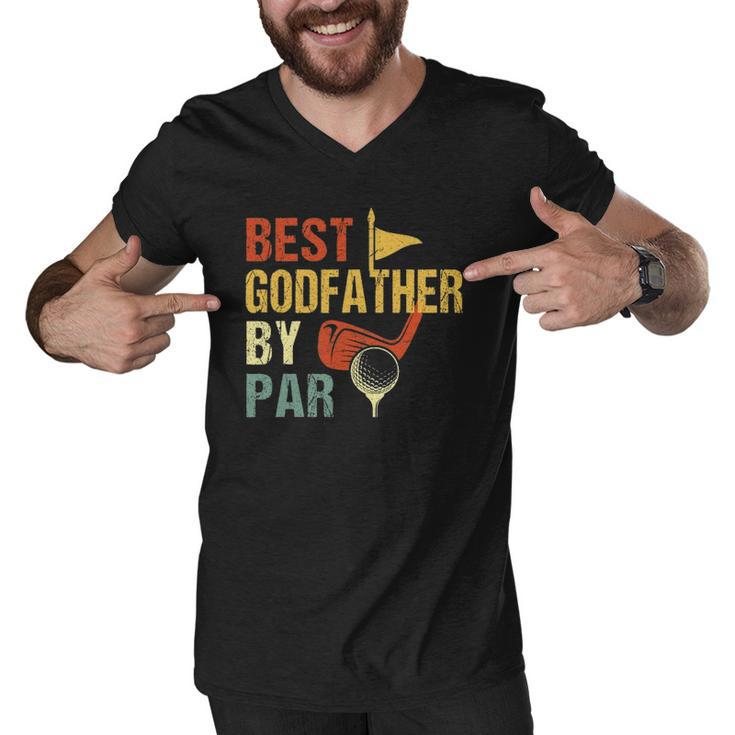 Fathers Day Best Godfather By Par Funny Golf Gift Men V-Neck Tshirt