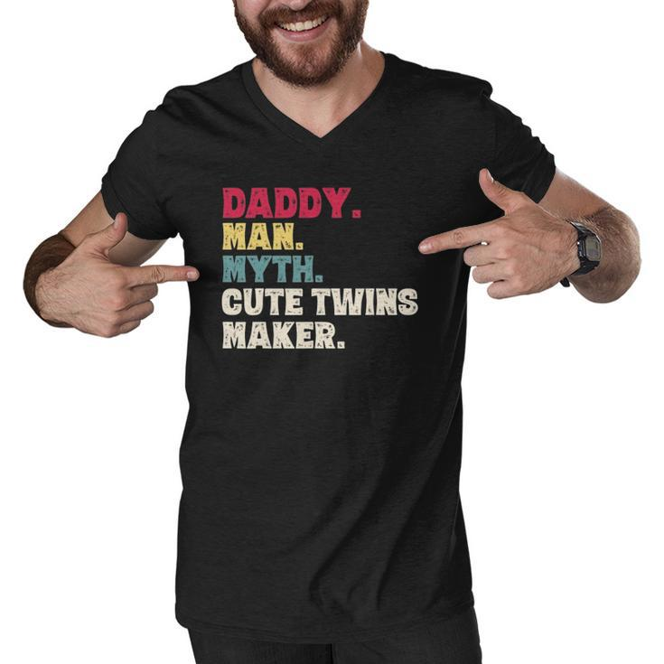 Fathers Day Daddy Man Myth Cute Twins Maker Vintage Gift Men V-Neck Tshirt