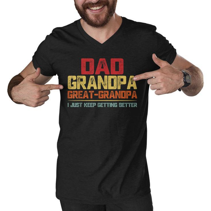 Fathers Day Gift From Grandkids Dad Grandpa Great Grandpa  Men V-Neck Tshirt