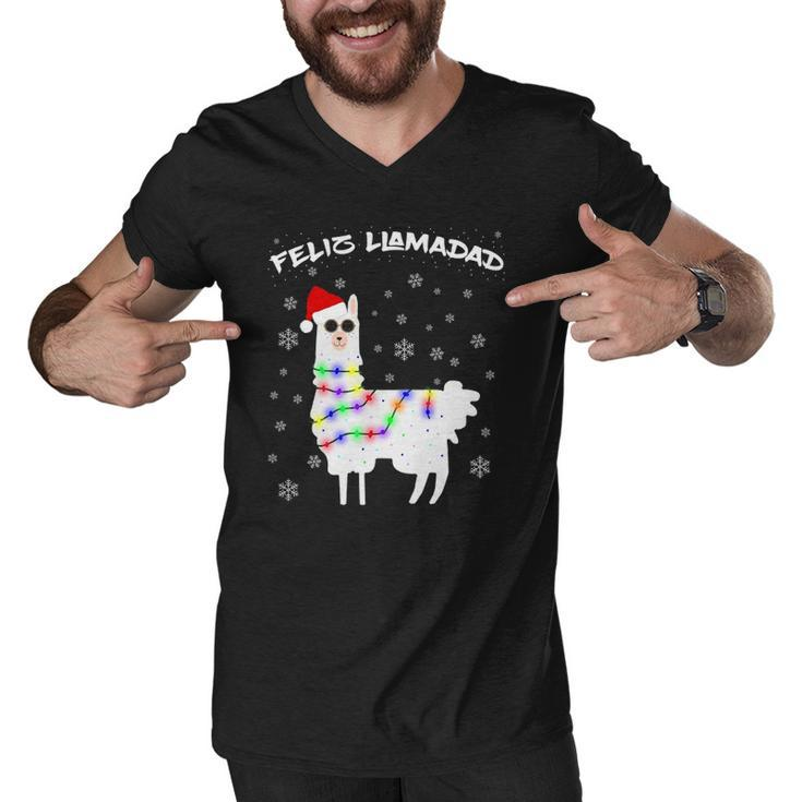 Feliz Llamadad Funny Lama Christmas Saying Alpaca Outfit Men V-Neck Tshirt