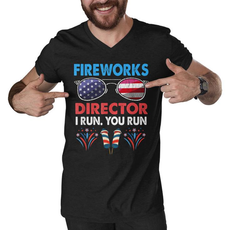 Fireworks Director If I Run You Run Funny 4Th Of July Boys  Men V-Neck Tshirt