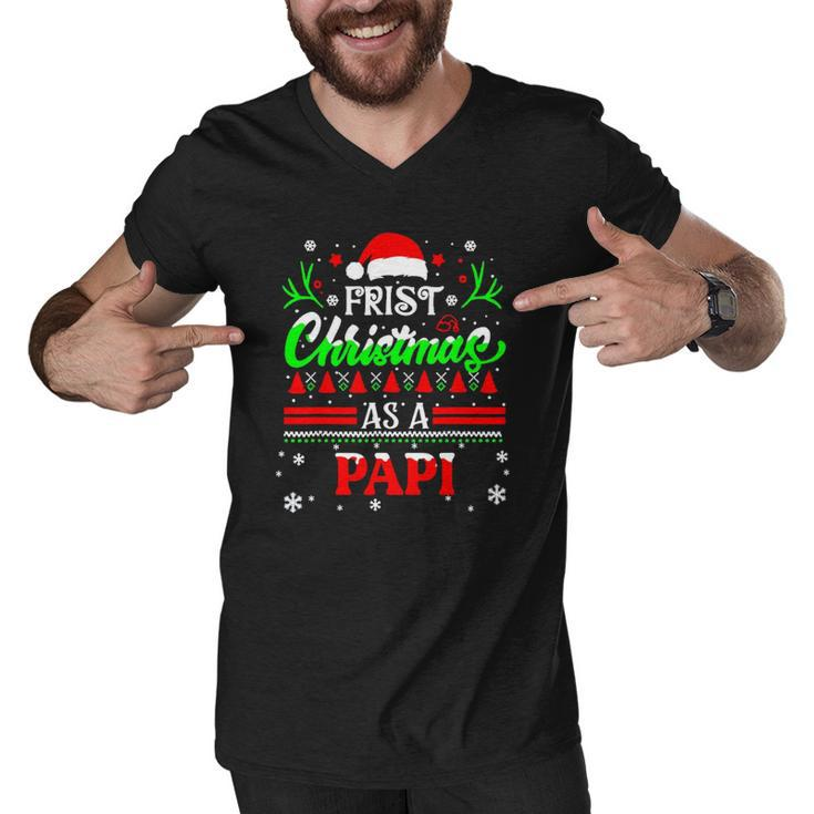 First Christmas As A Papi Men V-Neck Tshirt