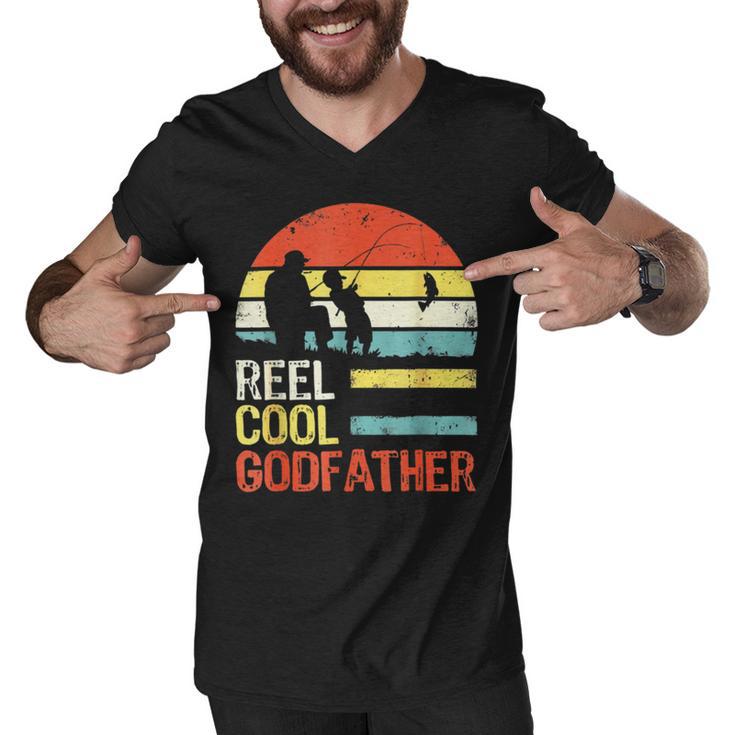 Fishing Reel Cool Godfather V3 Men V-Neck Tshirt