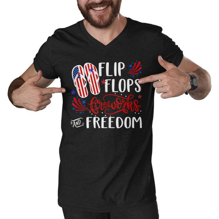 Flip Flops Fireworks And Freedom 4Th Of July  V2 Men V-Neck Tshirt