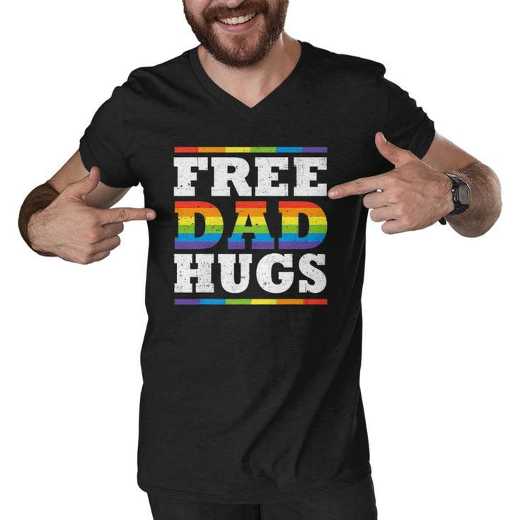 Free Dad Hugs Rainbow Lgbt Pride Fathers Day Gift Men V-Neck Tshirt