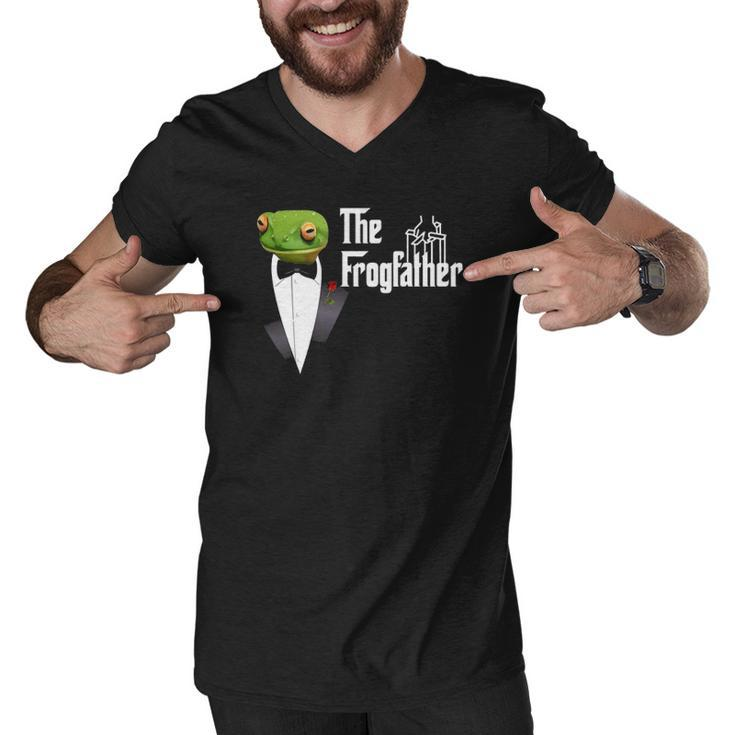 Frog Father Or Frogfather For Frogs Fan Frog Lovers Men V-Neck Tshirt