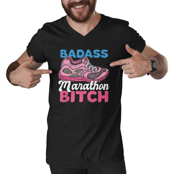 Funny Badass Marathon Bitch Long Distances Runner  Men V-Neck Tshirt