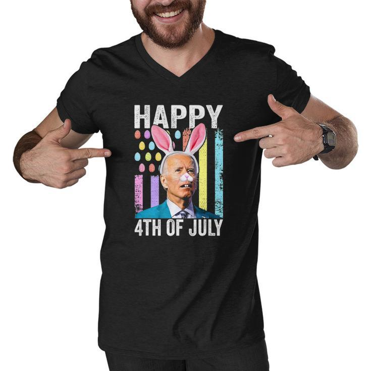 Funny Biden Happy 4Th Of July Confused Easter Biden Bunny Men V-Neck Tshirt