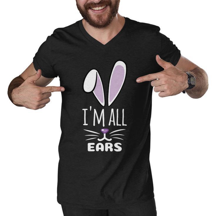 Funny Cute Pastel Purple Bunny Im All Ears Rabbit Happy Easter Day Gift For Girls Women Mom Mommy Family Birthday Holiday Christmas Men V-Neck Tshirt