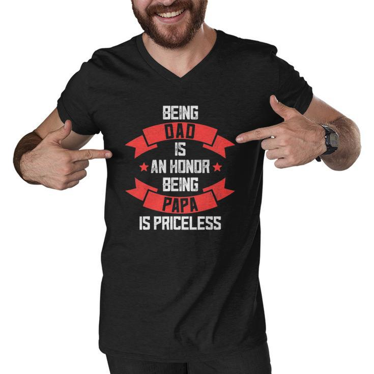 Funny Fathers Day Grandpa  Being Papa Is Priceless Fun Men V-Neck Tshirt