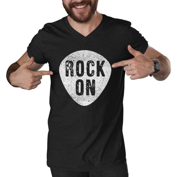 Funny Guitarist Guitar Pick Rock On Music Band Men V-Neck Tshirt